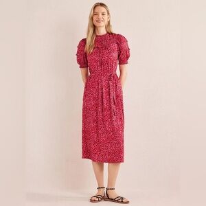 Boden pink print jersey dress sz 6 NWT